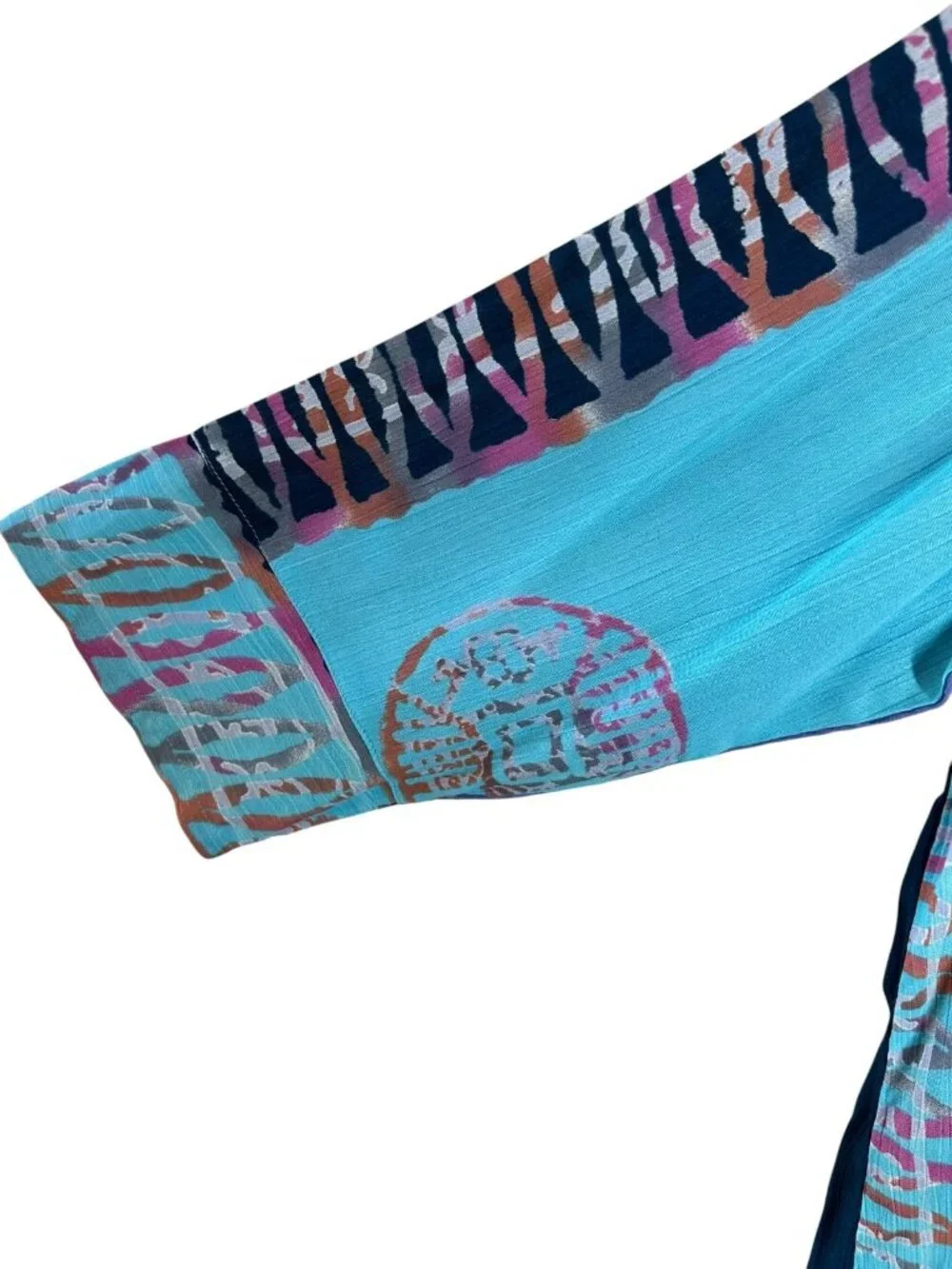 Soft Surroundings 1X Colorblock Rayon Tunic Blouse Blue Purple Artistic Boho Top - Picture 6 of 7